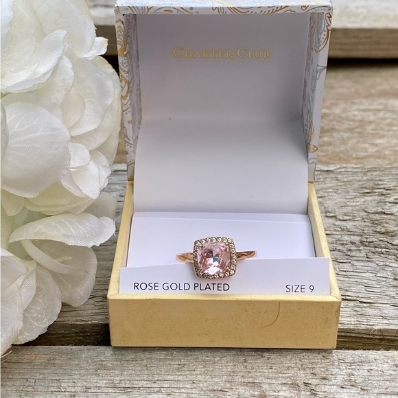 NWT CHARTER CLUB ROSE GOLD PLATED BLUSH CUBIC ZIRCONIA RING - 9 - Picture 4 of 7